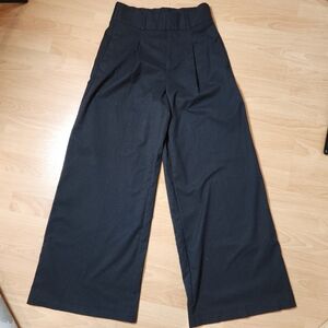 Banana Republic Black Wideleg Highrise Soft Faux Wool Pants Stretch Waist Sz 2